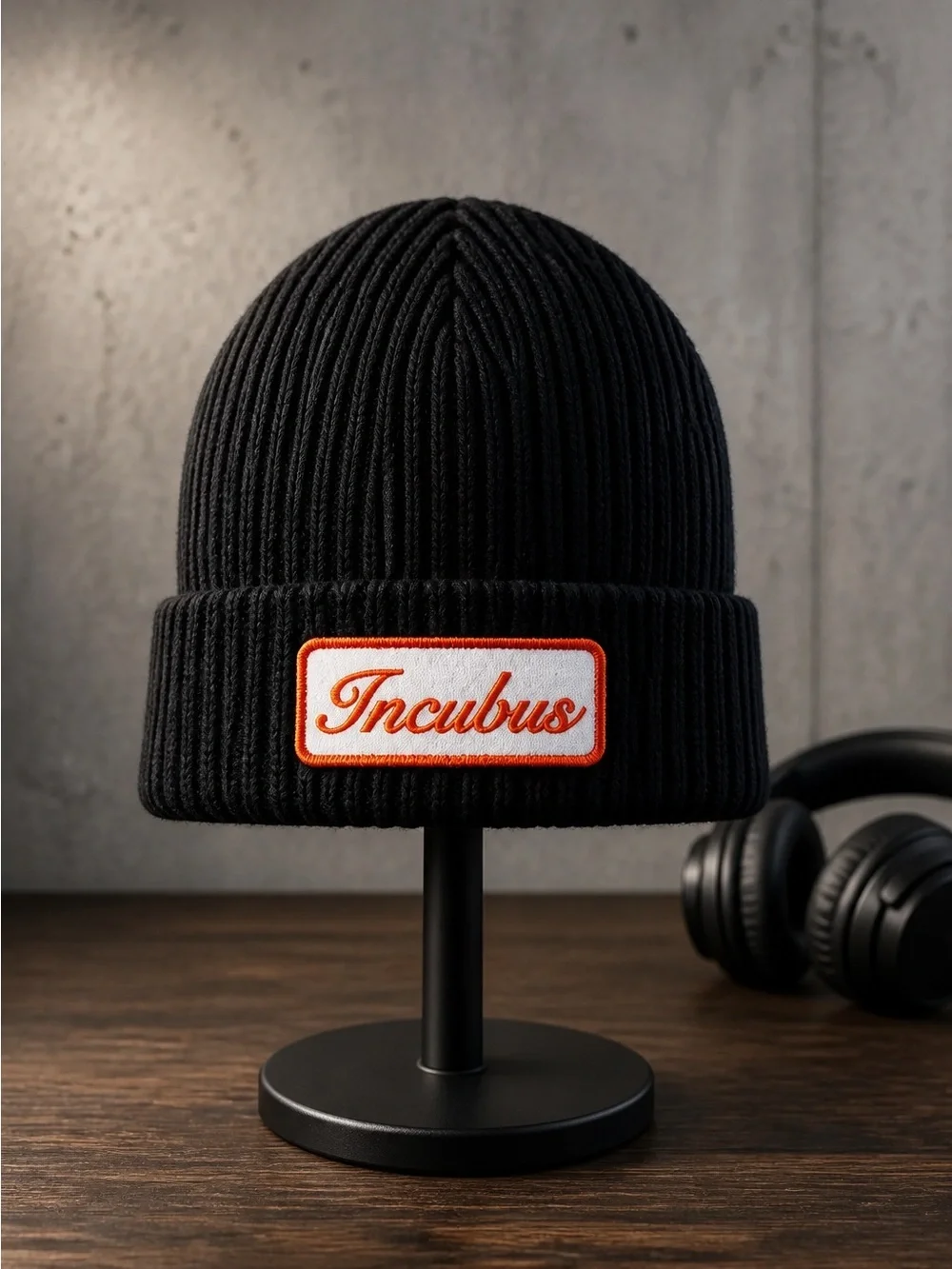 NWT Unisex INCABUS Mechanic Patch Logo Black Ribbed Beanie Cuffed Hem